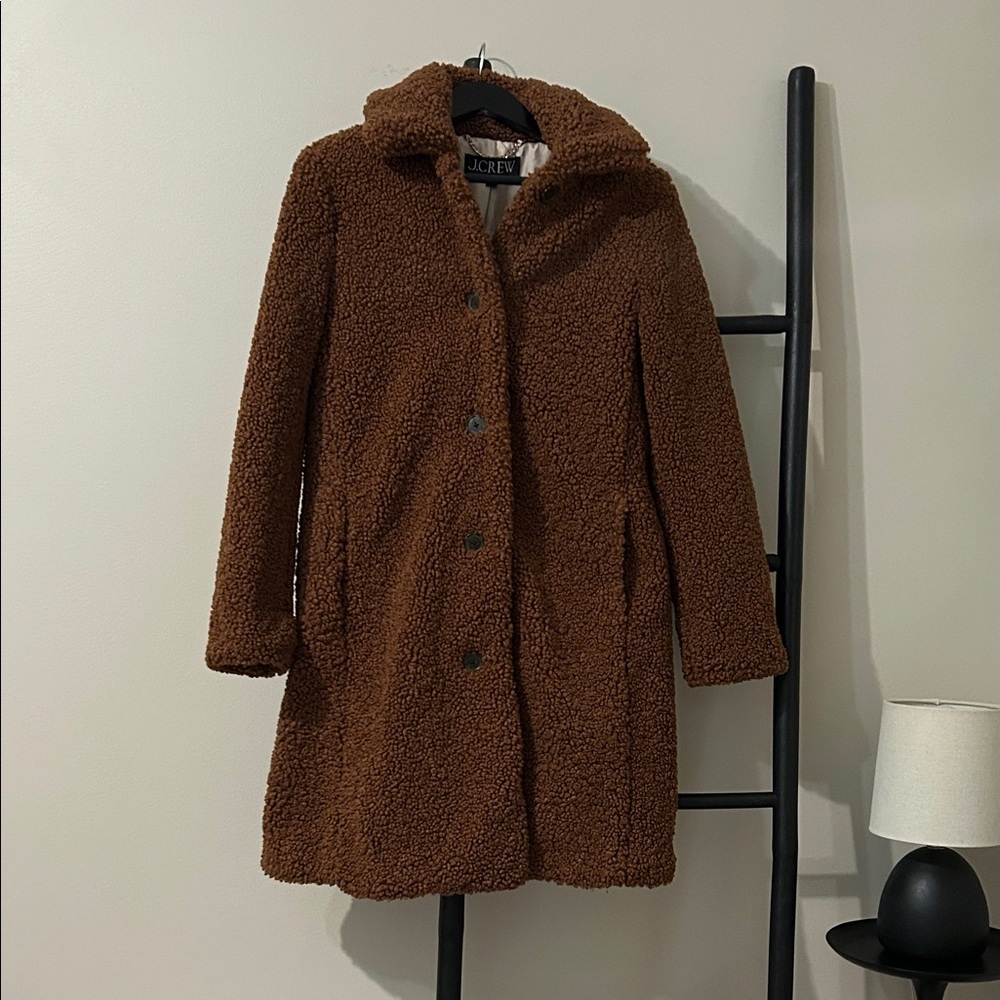 J. Crew Warm Brown Teddy Sherpa Coat